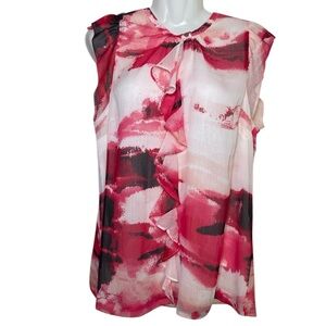 DKNY Women's Ruffled Cap Sleeve Top sz L